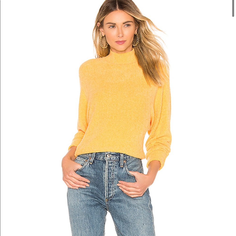 Lovers + Friends Yellow Mock Neck Sweater